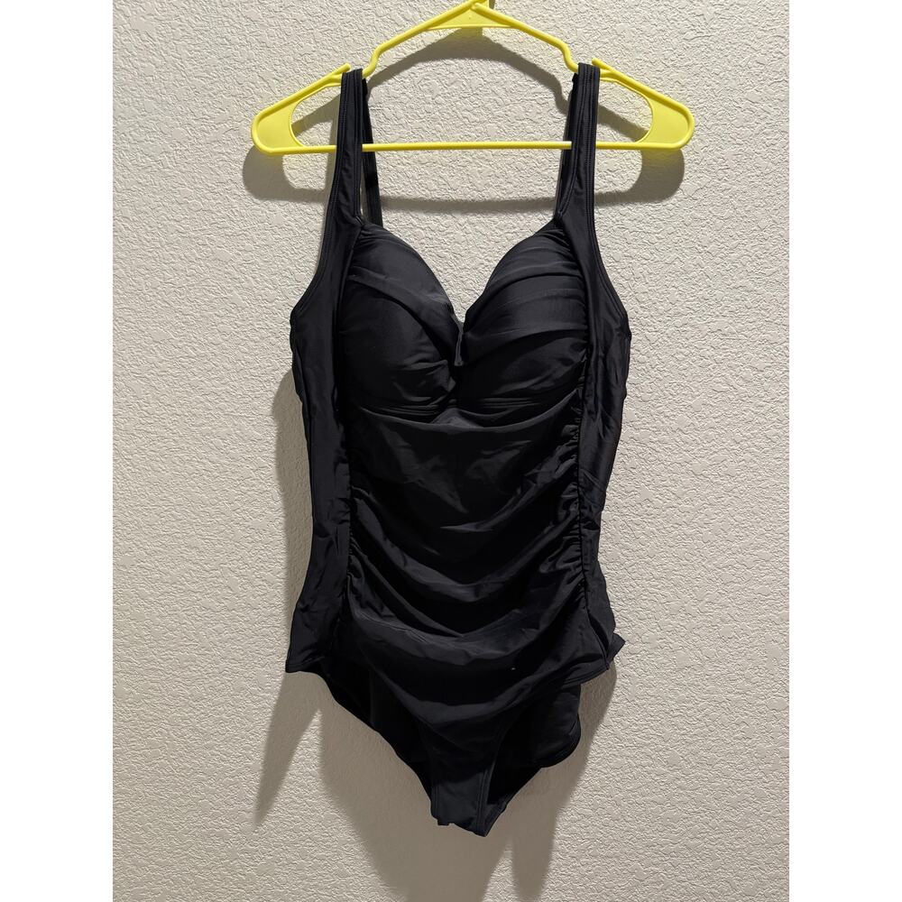 Ocean Blues‎ Rouched One-Piece Swim Suit in Black M